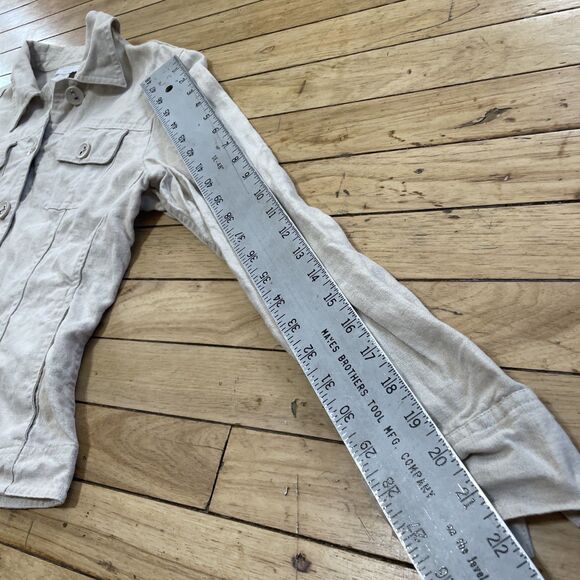 Charter Club Petite 100% Linen Shacket Womens PM M Shirt Jacket Beige Grunge* - Picture 10 of 16